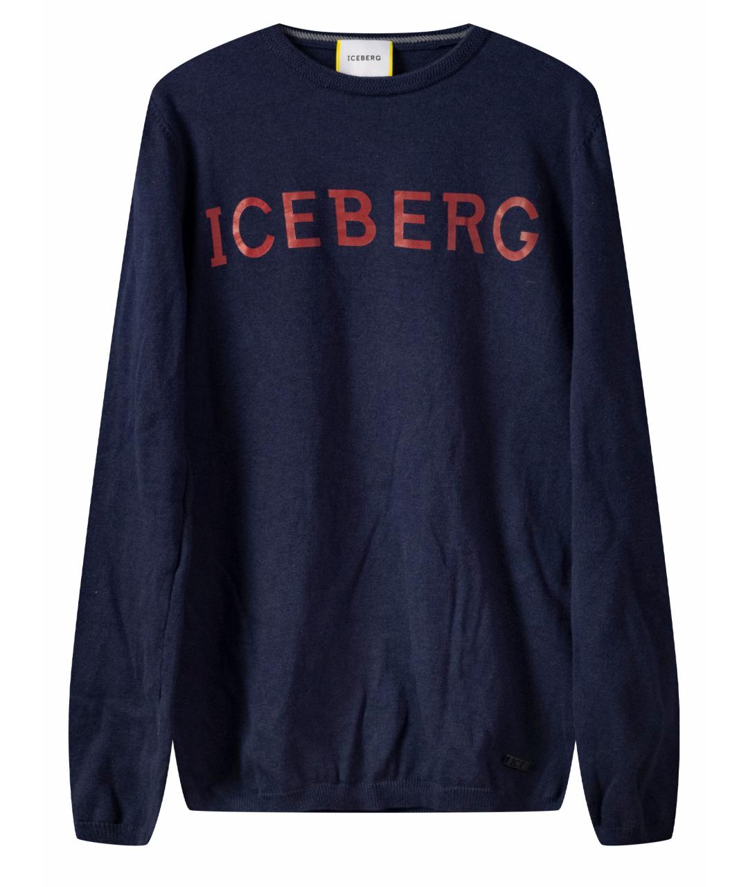 ICEBERG Темно-синий хлопковый джемпер / свитер, фото 1