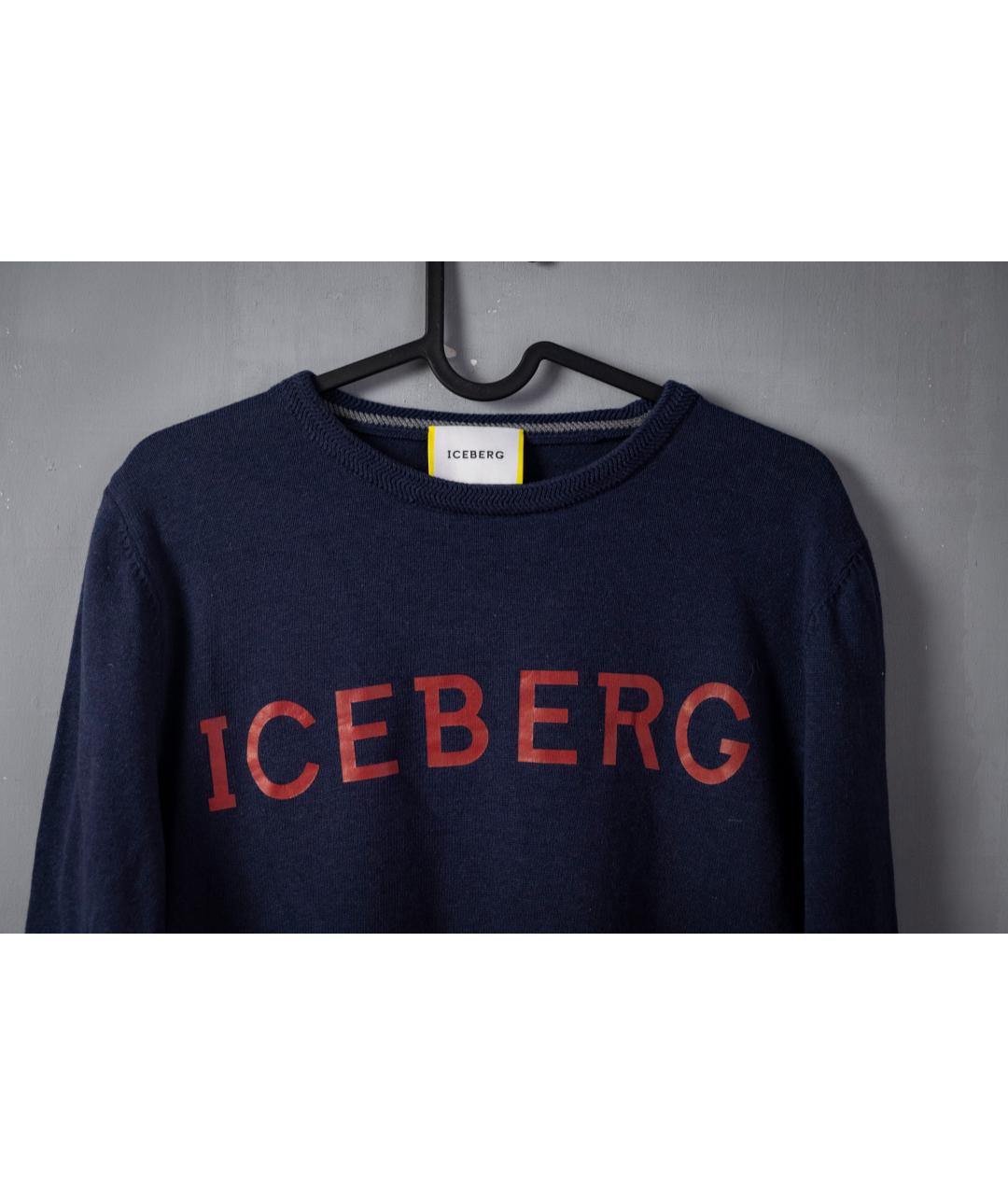 ICEBERG Темно-синий хлопковый джемпер / свитер, фото 2