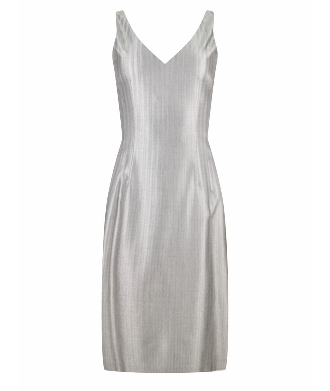 ALEXANDER MCQUEEN Серебряное шерстяное вечернее платье, фото 1
