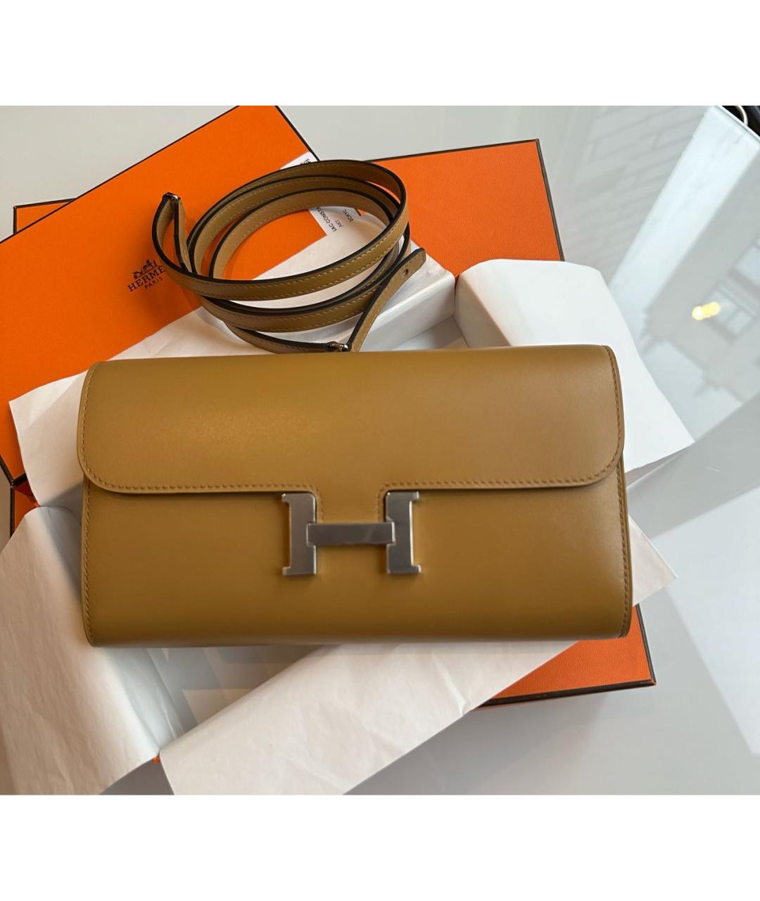 HERMES PRE-OWNED Горчичная кожаная сумка через плечо, фото 6