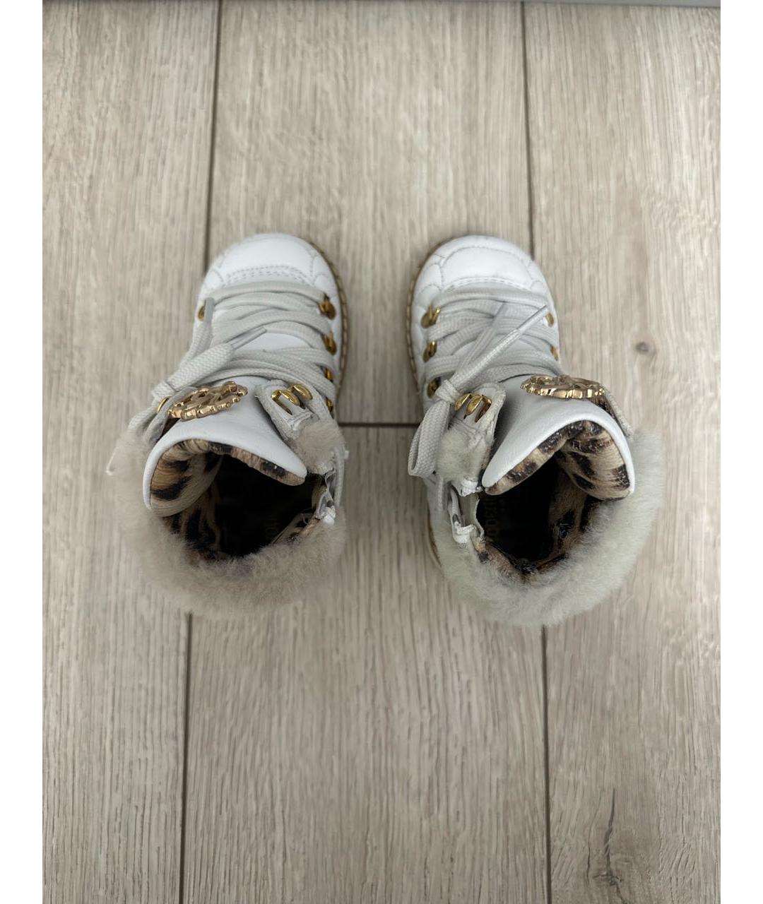 ROBERTO CAVALLI Белые кожаные ботинки, фото 3