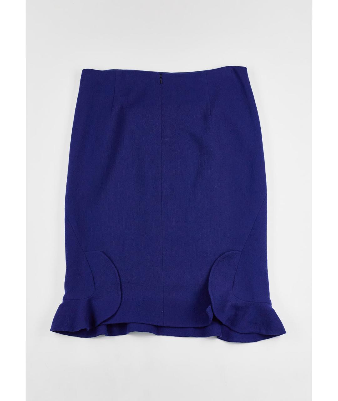 OSCAR DE LA RENTA Темно-синяя шерстяная юбка миди, фото 2