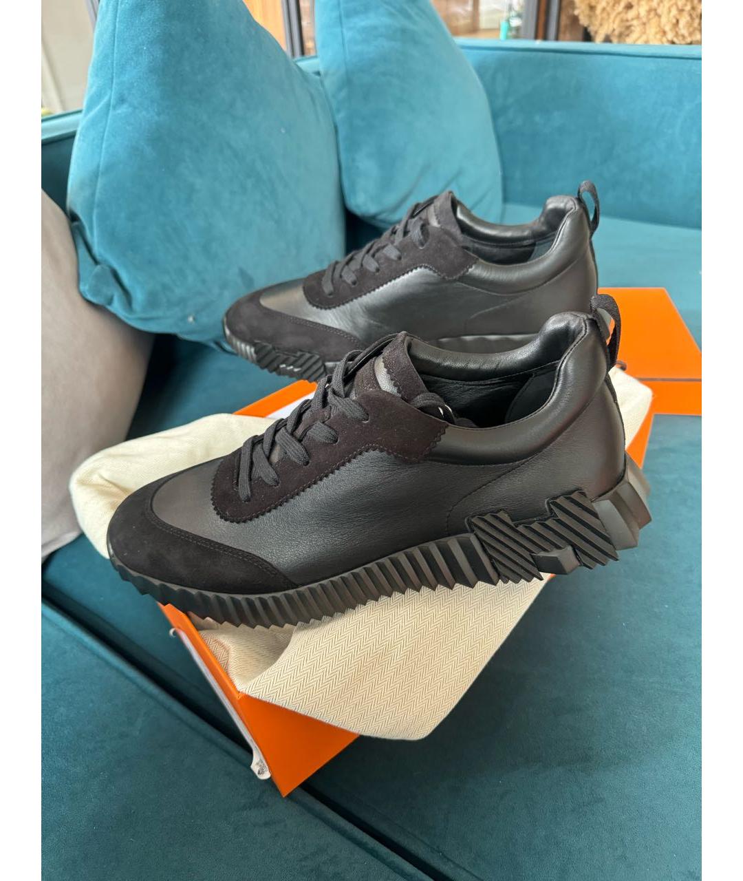 HERMES PRE-OWNED Черные кожаные низкие кроссовки / кеды, фото 5