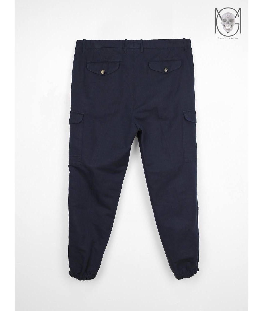 BRUNELLO CUCINELLI Темно-синие льняные повседневные брюки, фото 2