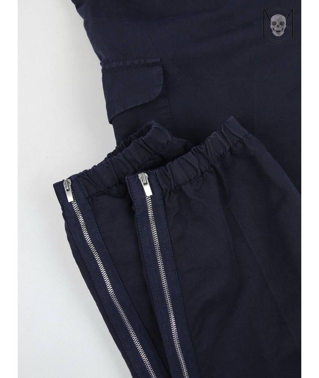BRUNELLO CUCINELLI Темно-синие льняные повседневные брюки, фото 6
