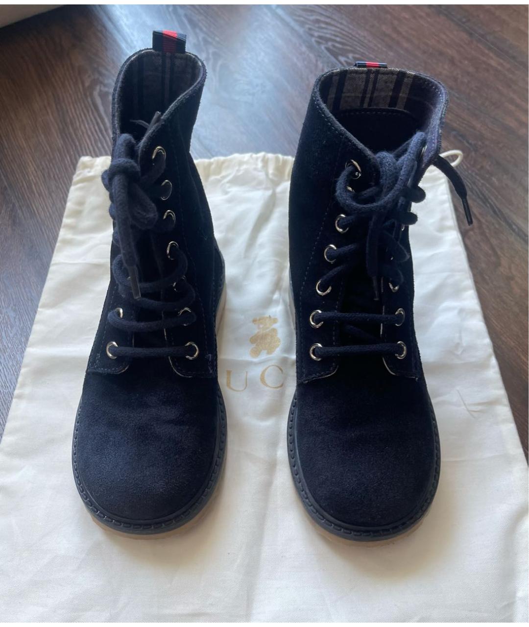 GUCCI KIDS Темно-синие замшевые ботинки, фото 2