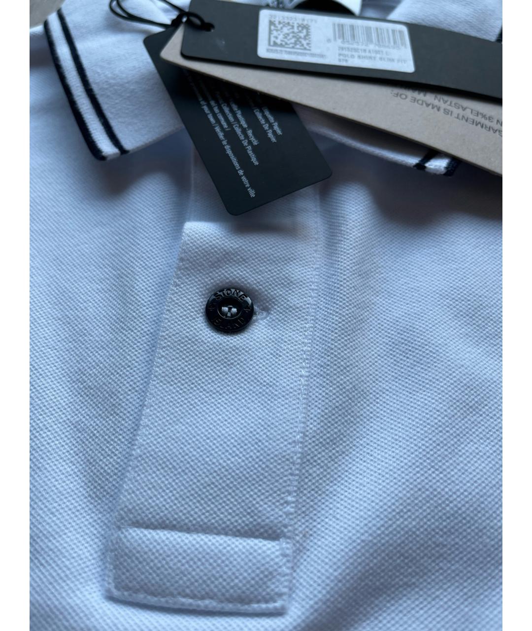 STONE ISLAND Белое хлопковое поло с коротким рукавом, фото 5