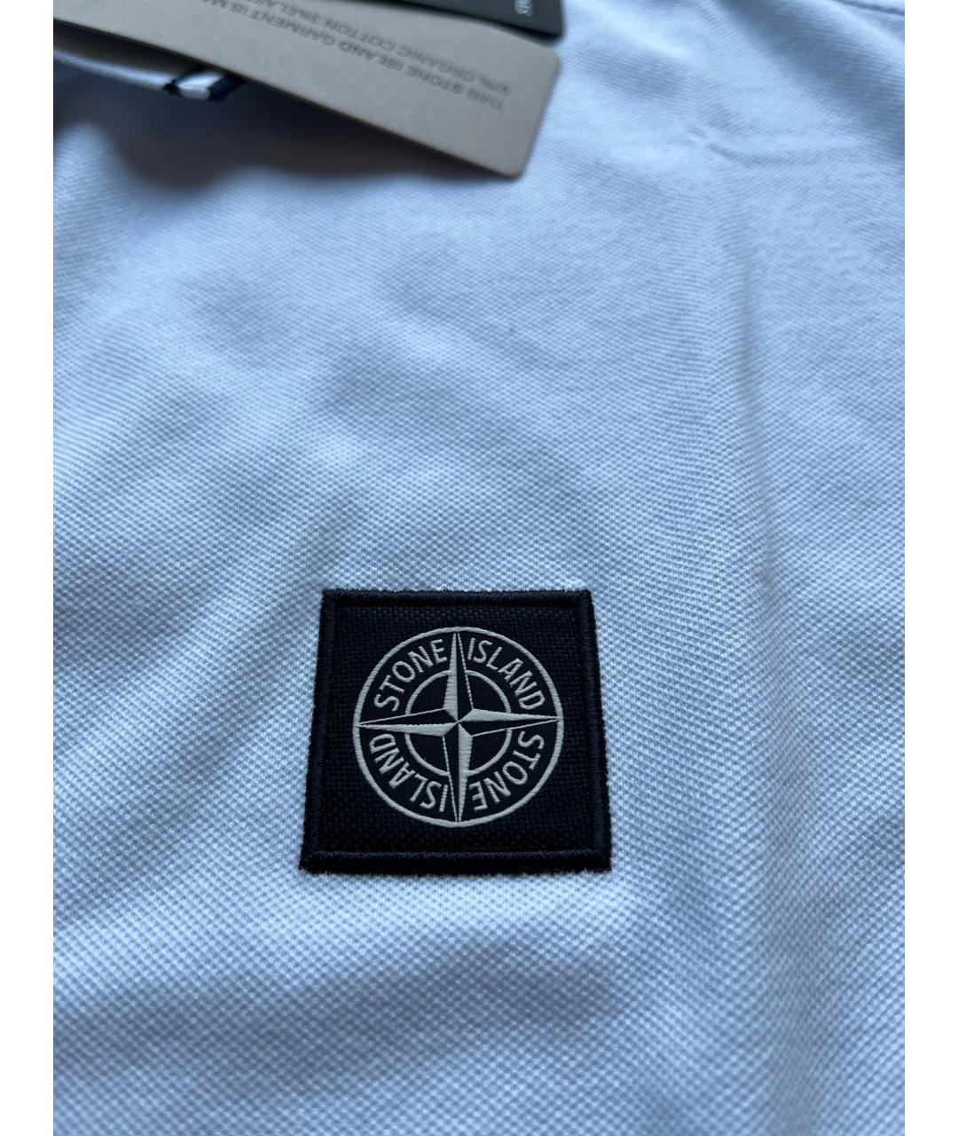 STONE ISLAND Белое хлопковое поло с коротким рукавом, фото 4