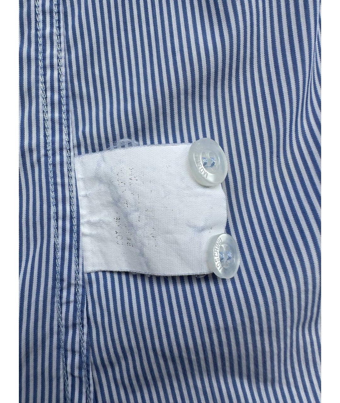 MOSCHINO Голубая хлопковая кэжуал рубашка, фото 6