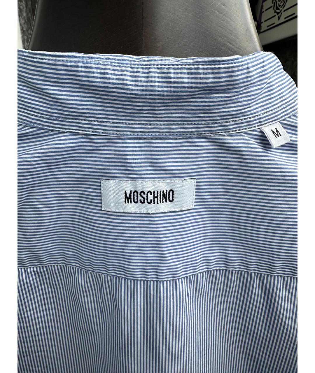 MOSCHINO Голубая хлопковая кэжуал рубашка, фото 5