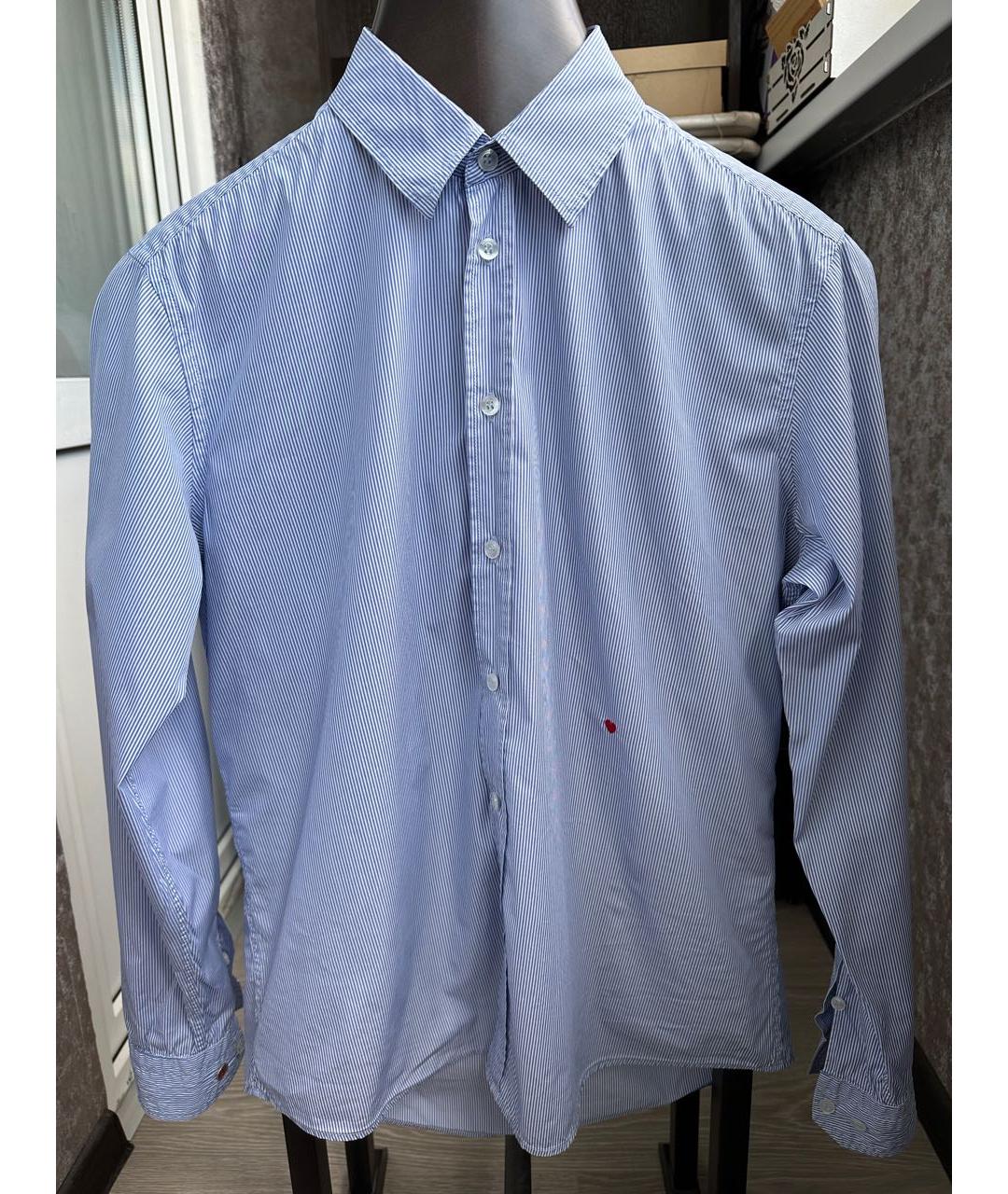 MOSCHINO Голубая хлопковая кэжуал рубашка, фото 9