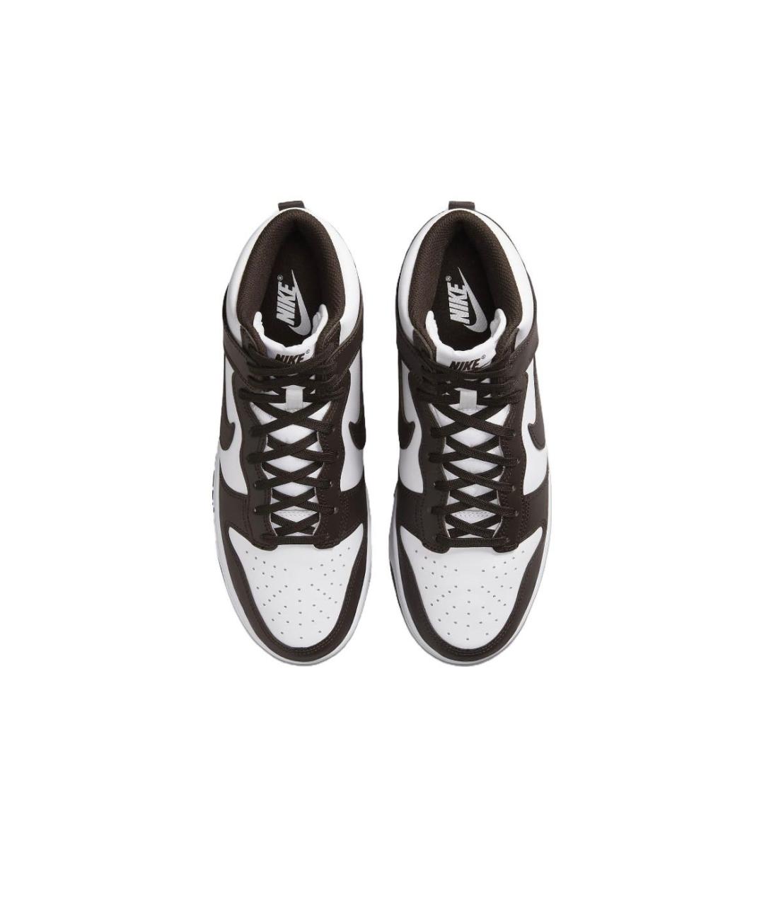 NIKE Коричневые кожаные высокие кроссовки / кеды, фото 3