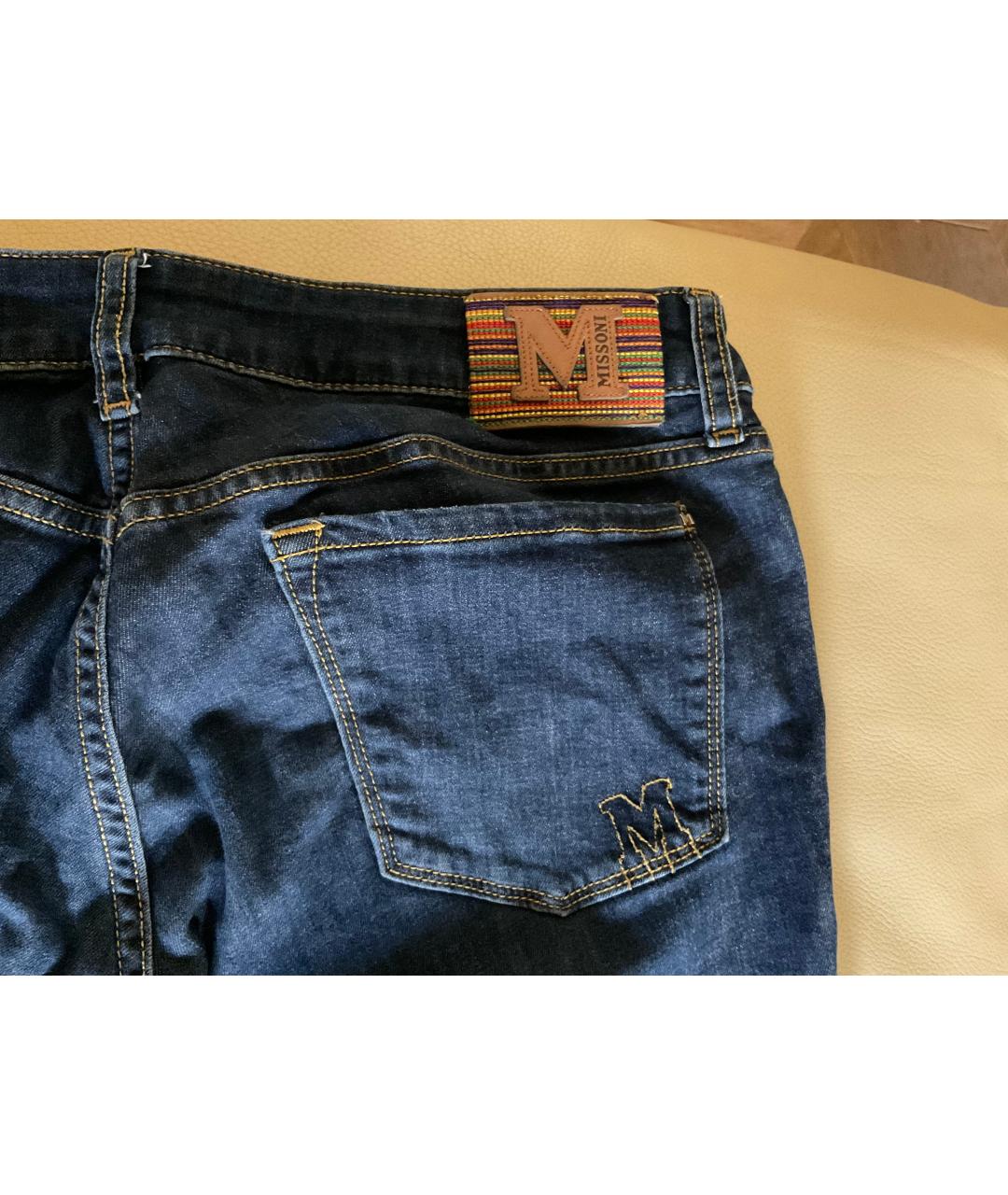 M MISSONI Синие хлопко-эластановые прямые джинсы, фото 5