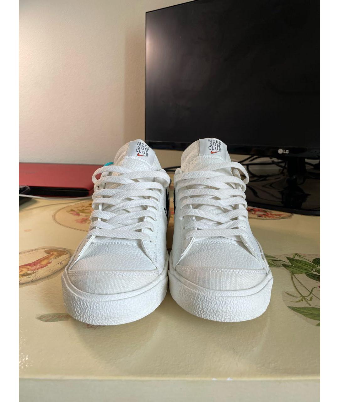 NIKE Белые кожаные низкие кроссовки / кеды, фото 2