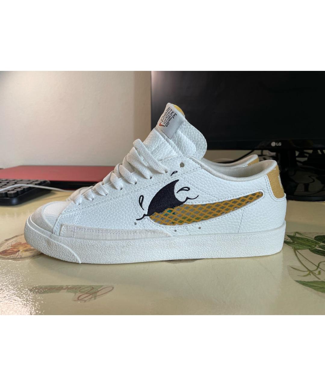 NIKE Белые кожаные низкие кроссовки / кеды, фото 6