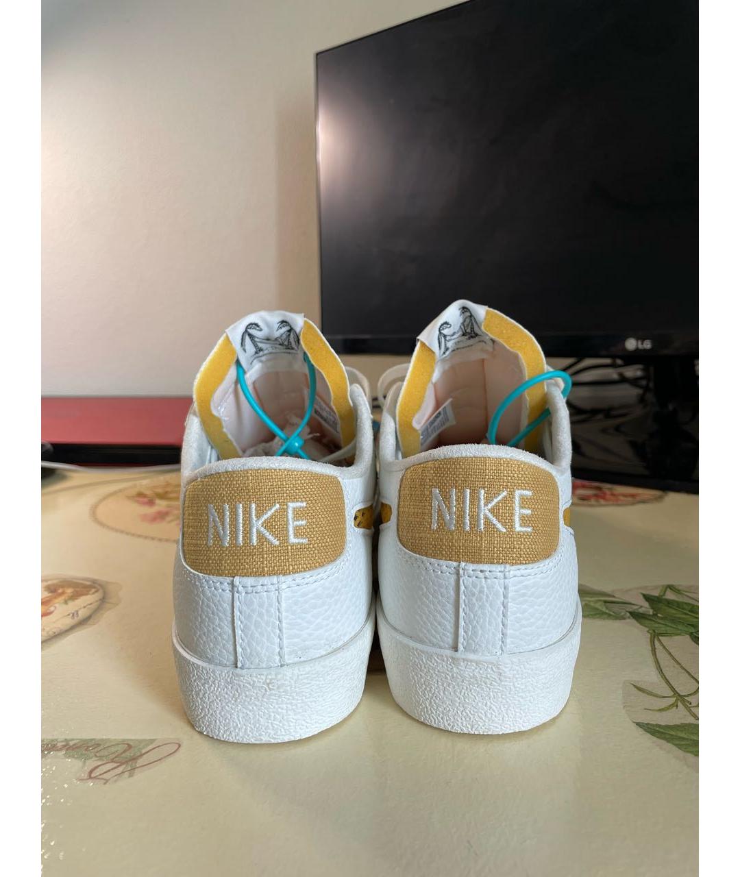NIKE Белые кожаные низкие кроссовки / кеды, фото 4