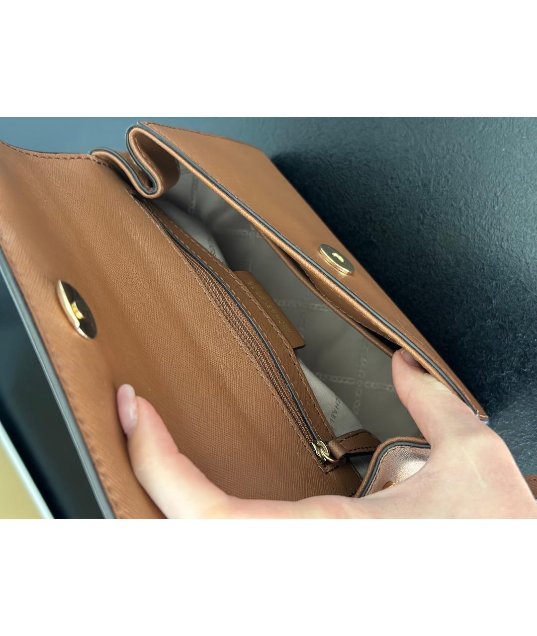 MICHAEL KORS Коричневая кожаная сумка с короткими ручками, фото 4