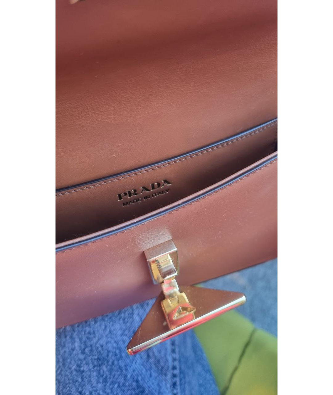 PRADA Коричневая кожаная сумка через плечо, фото 7
