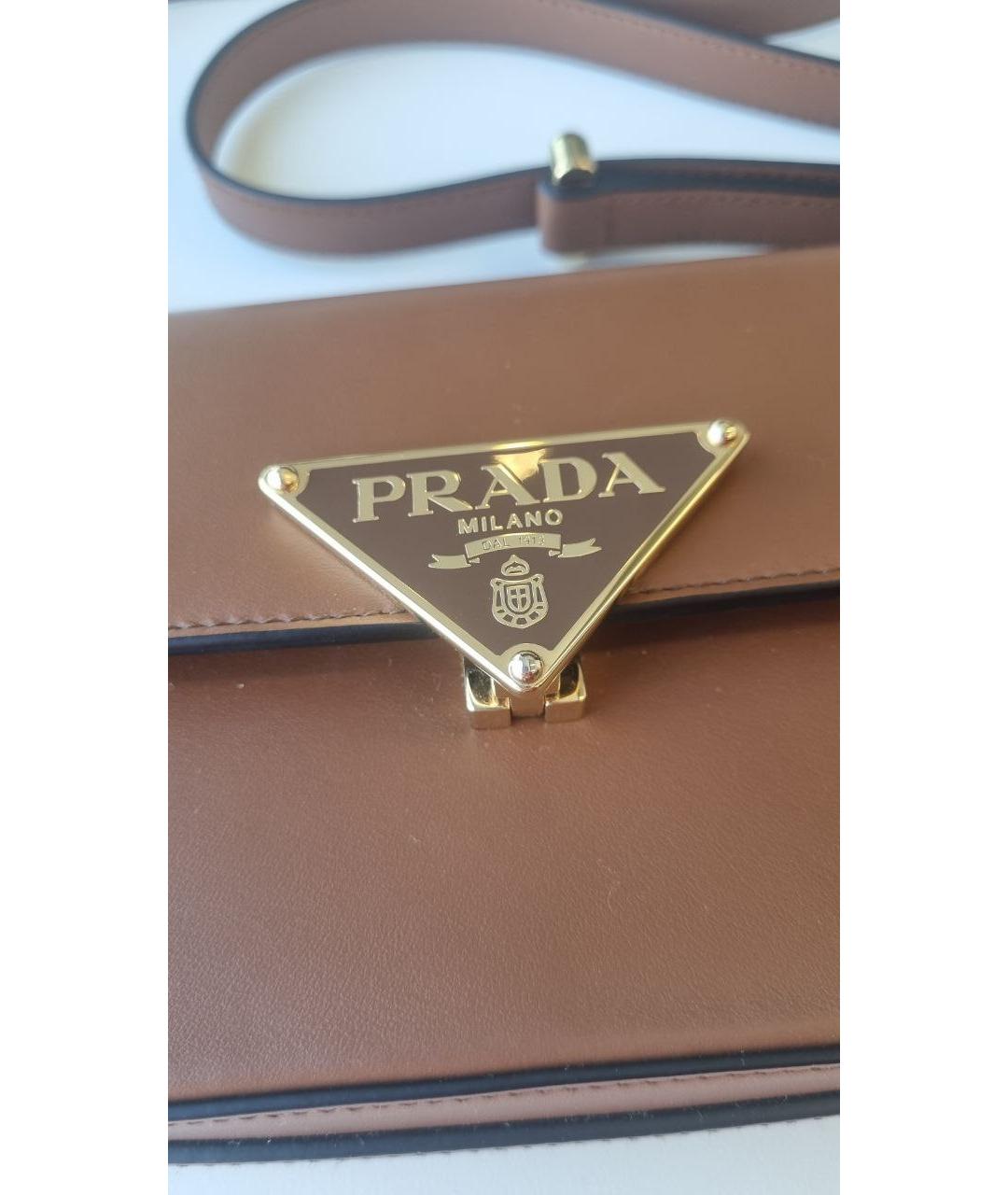 PRADA Коричневая кожаная сумка через плечо, фото 6