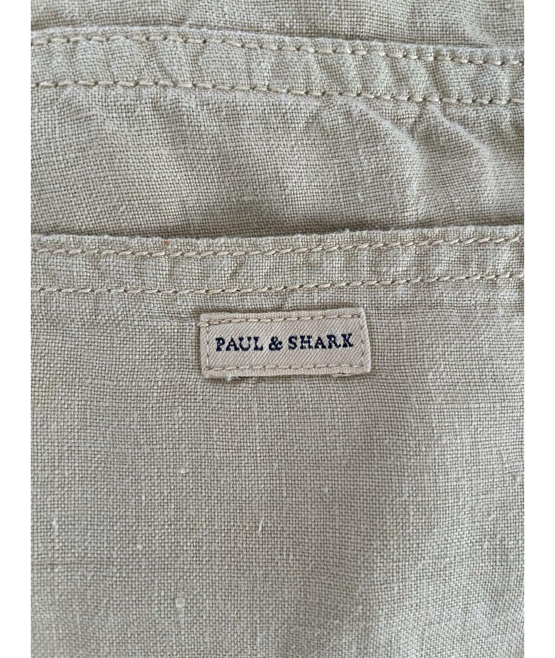 PAUL & SHARK Бежевые льняные брюки широкие, фото 4