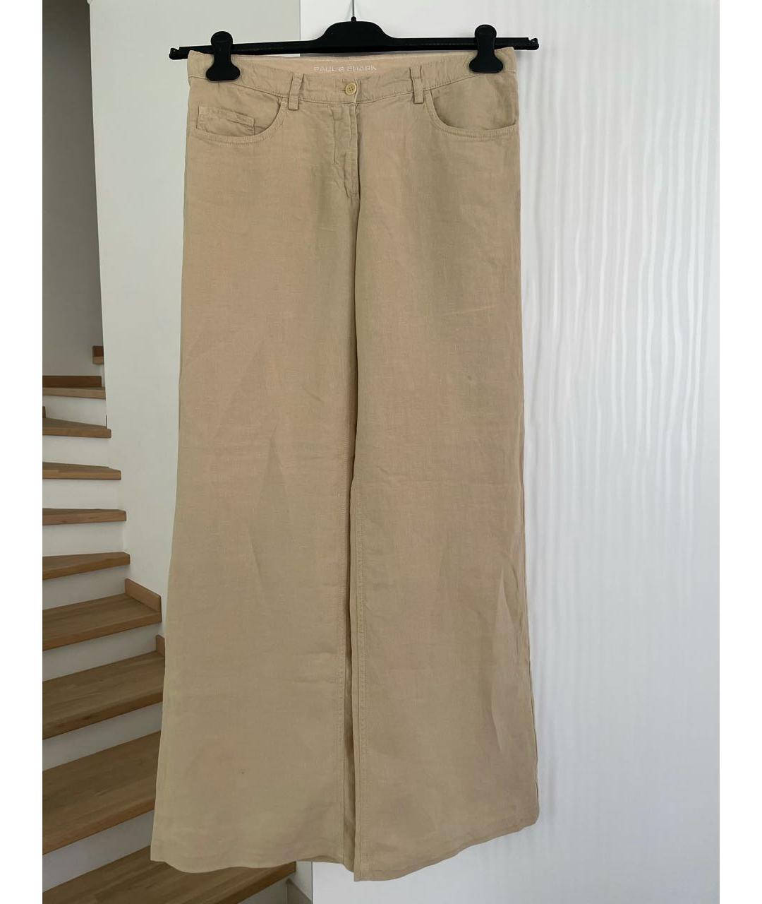PAUL & SHARK Бежевые льняные брюки широкие, фото 6