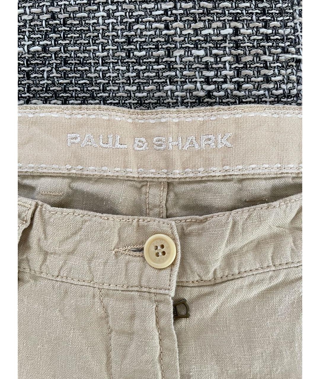 PAUL & SHARK Бежевые льняные брюки широкие, фото 5