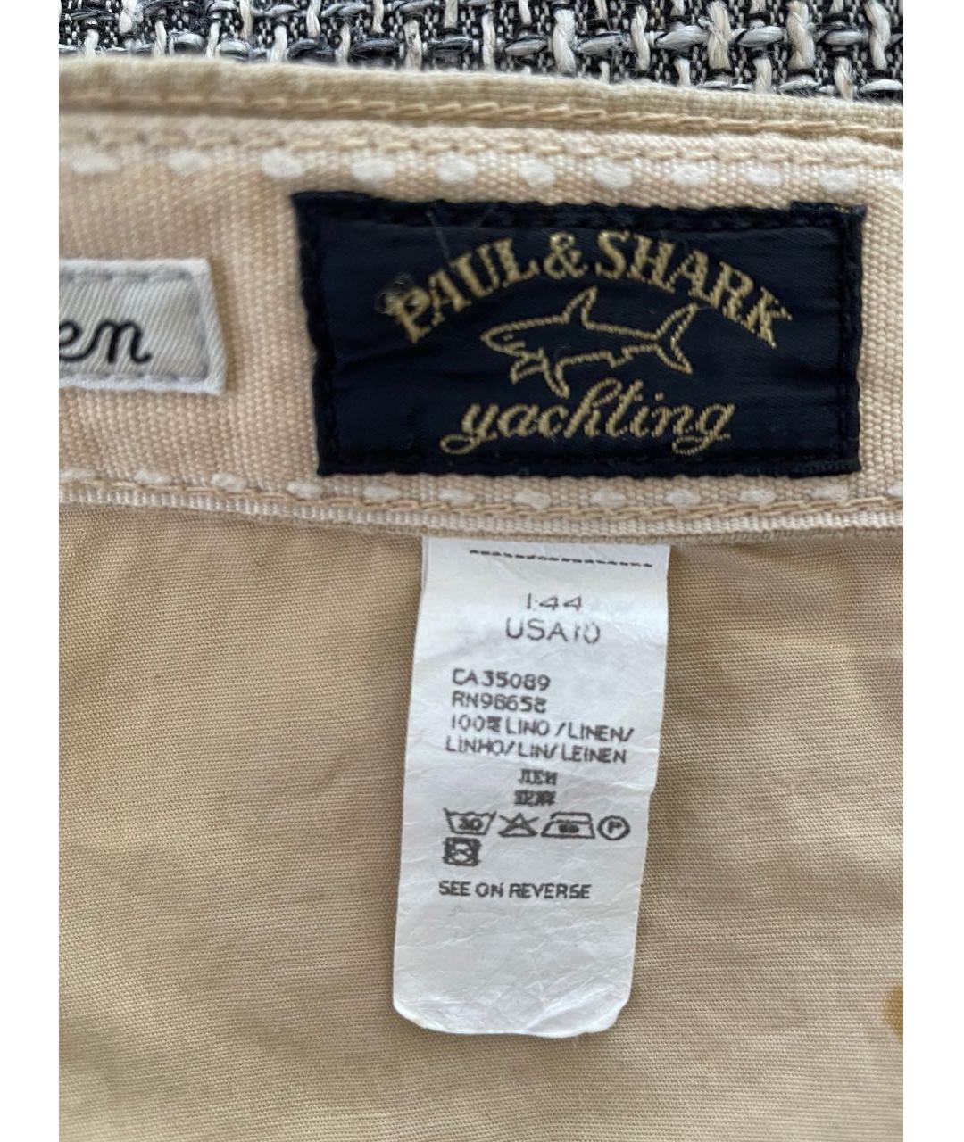 PAUL & SHARK Бежевые льняные брюки широкие, фото 3