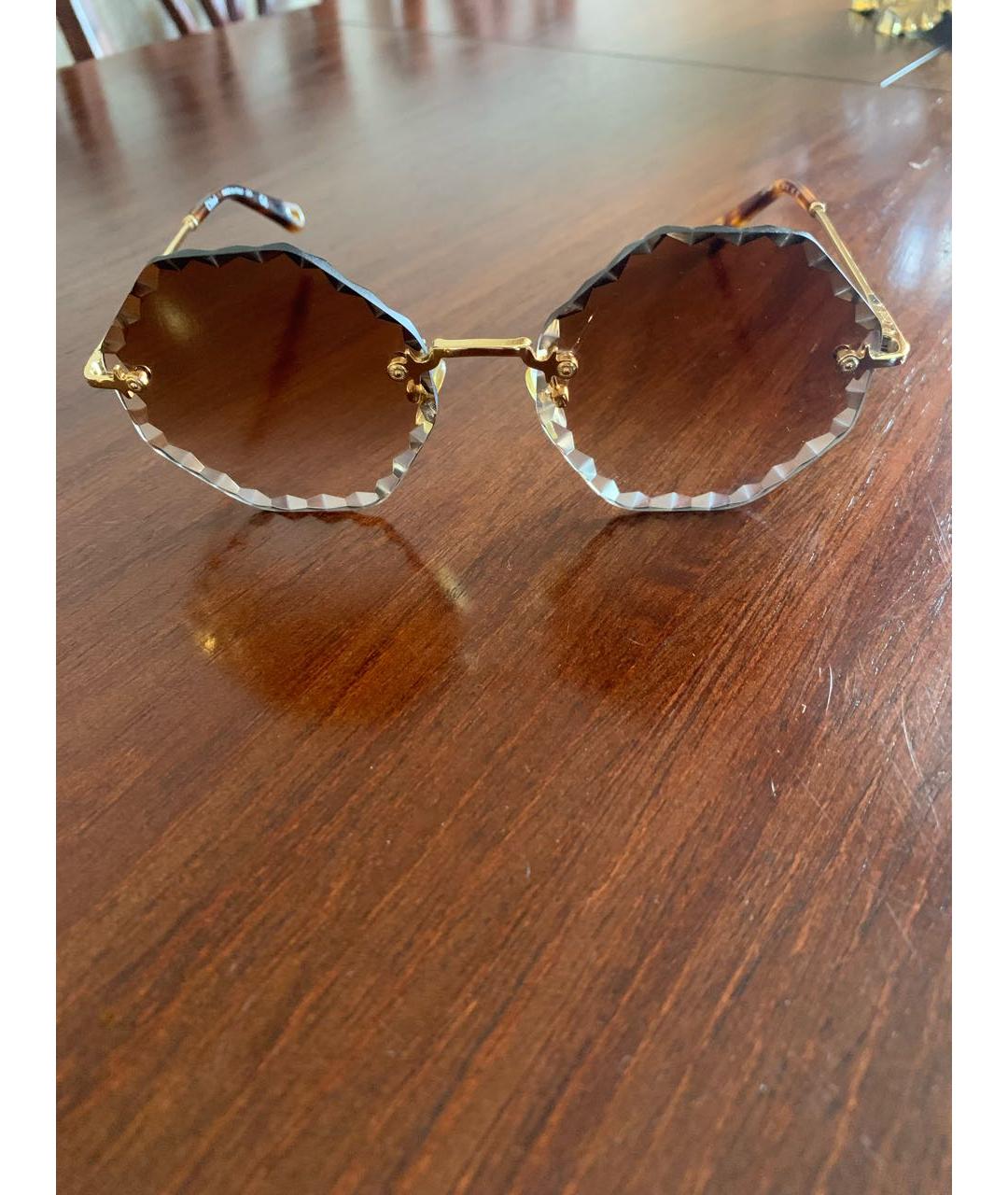 CHLOE Коричневые металлические солнцезащитные очки, фото 9