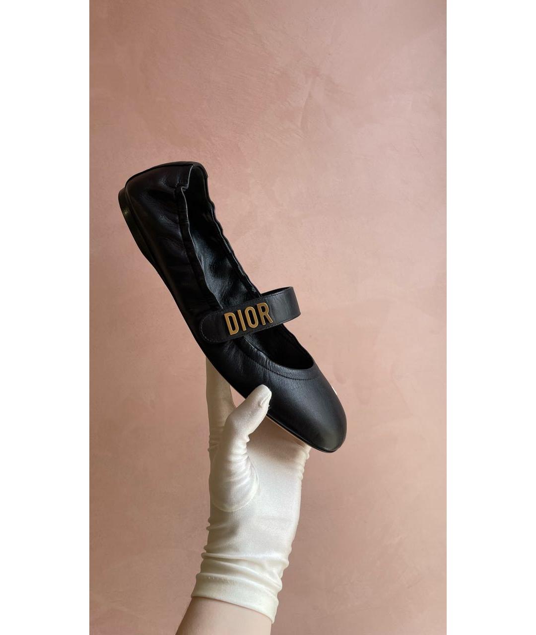 CHRISTIAN DIOR PRE-OWNED Черные кожаные балетки, фото 5