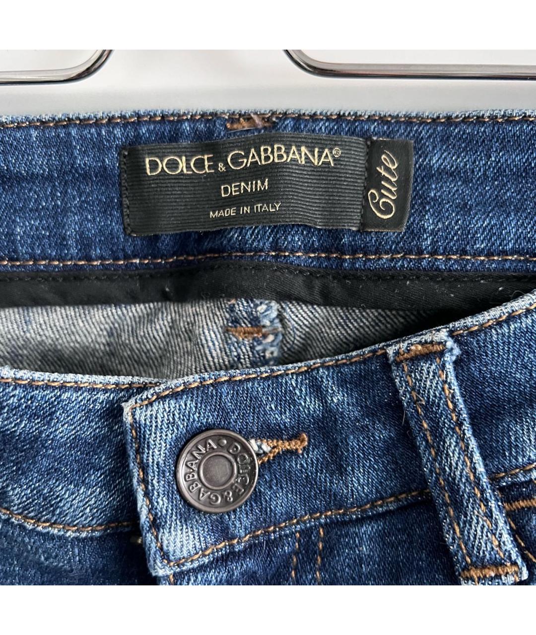 DOLCE&GABBANA Темно-синие хлопко-эластановые джинсы слим, фото 3