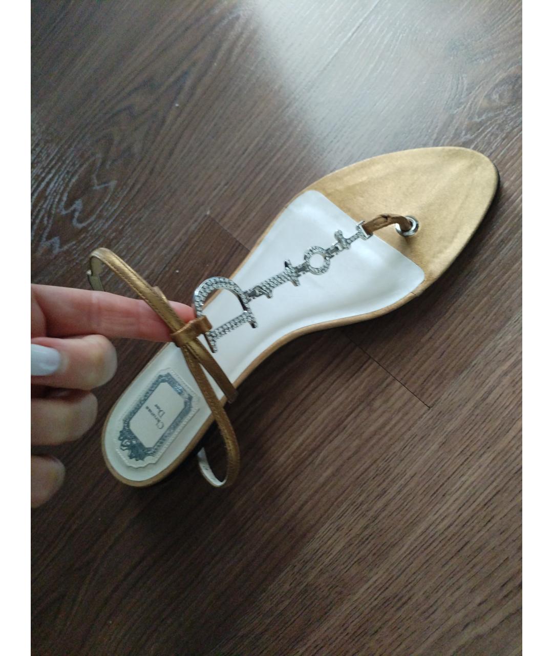 CHRISTIAN DIOR PRE-OWNED Бежевые кожаные сандалии, фото 6