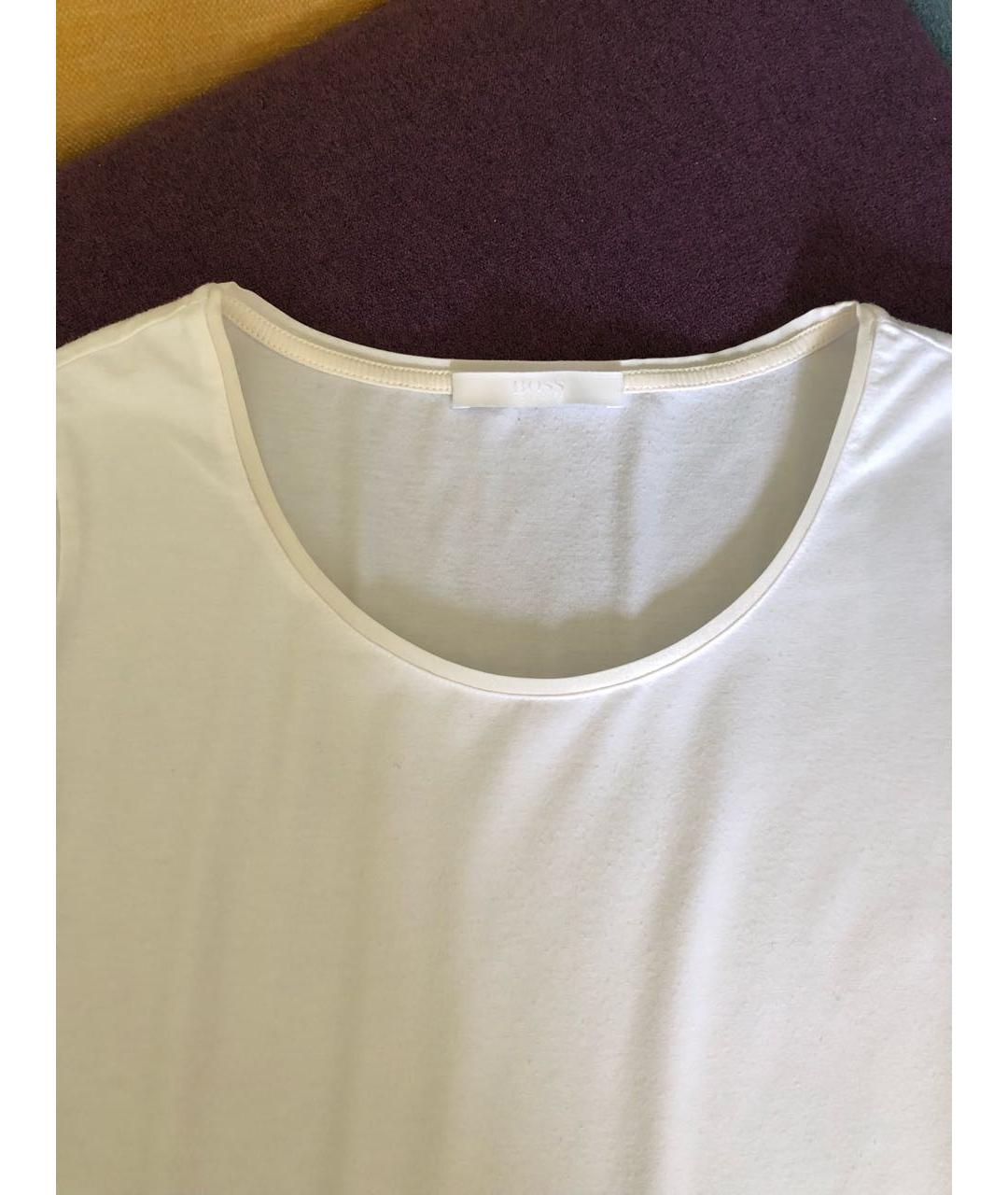 HUGO BOSS Белая хлопко-эластановая футболка, фото 3