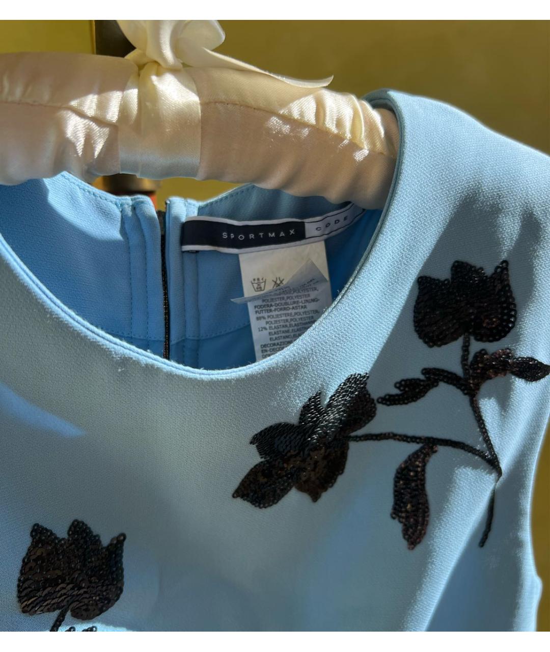 SPORTMAX Голубое полиэстеровое повседневное платье, фото 3