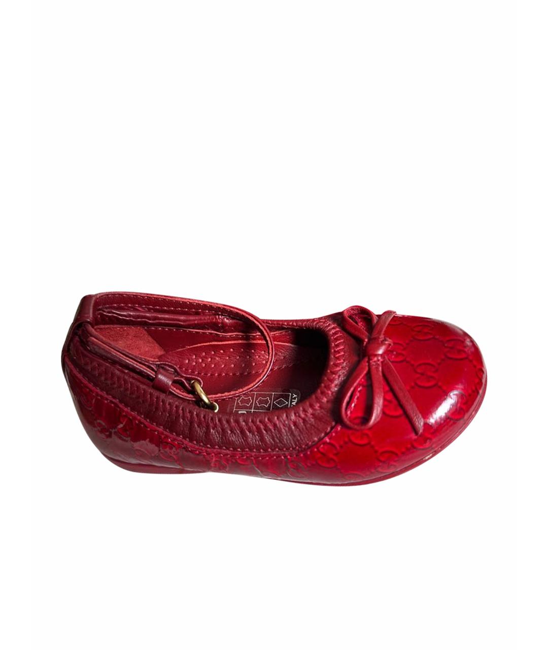GUCCI KIDS Красные кожаные балетки и туфли, фото 1