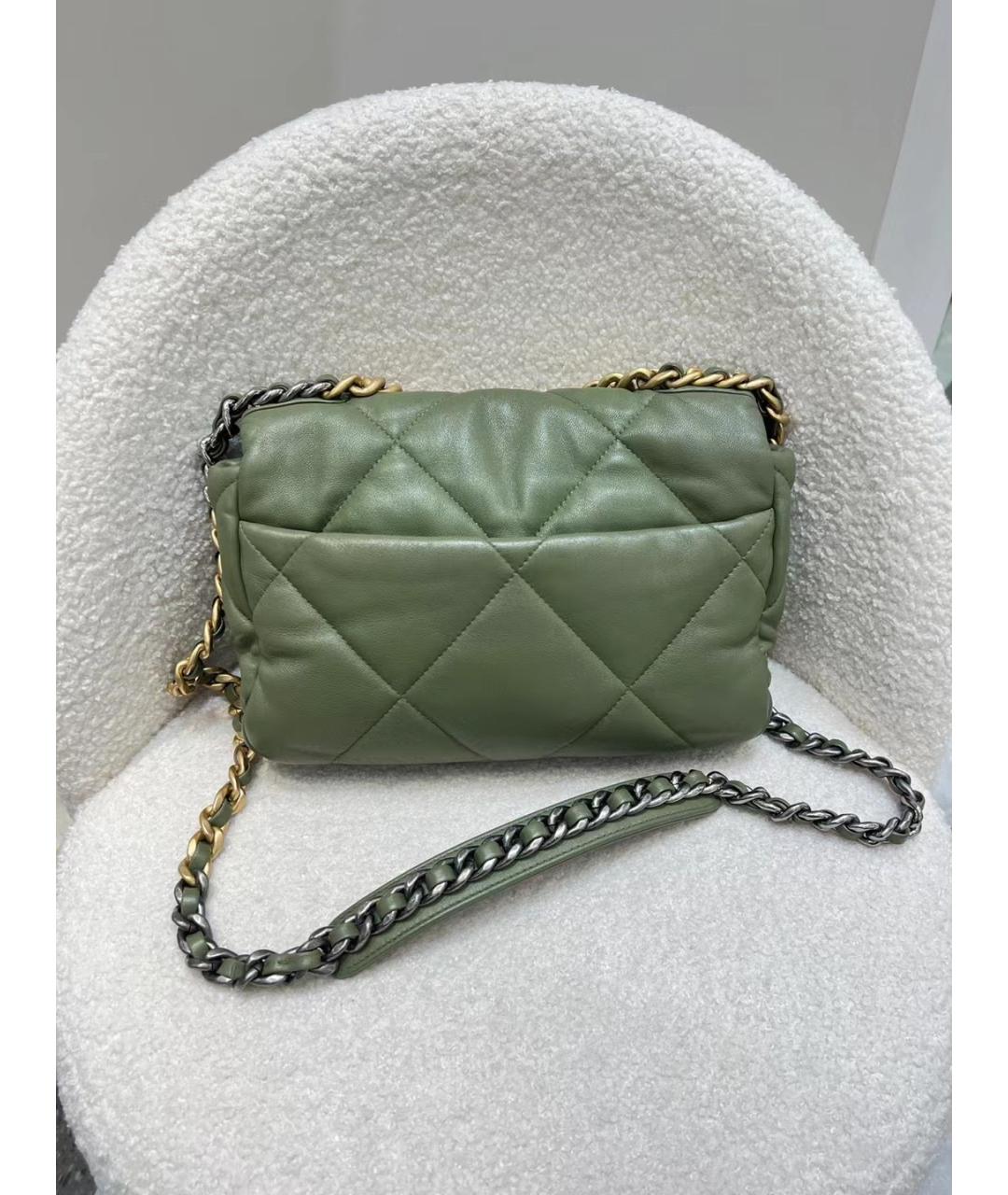 CHANEL PRE-OWNED Хаки кожаная сумка через плечо, фото 3