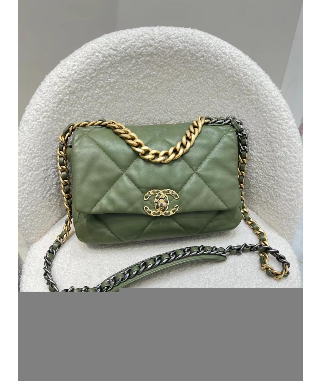 CHANEL PRE-OWNED Хаки кожаная сумка через плечо, фото 2