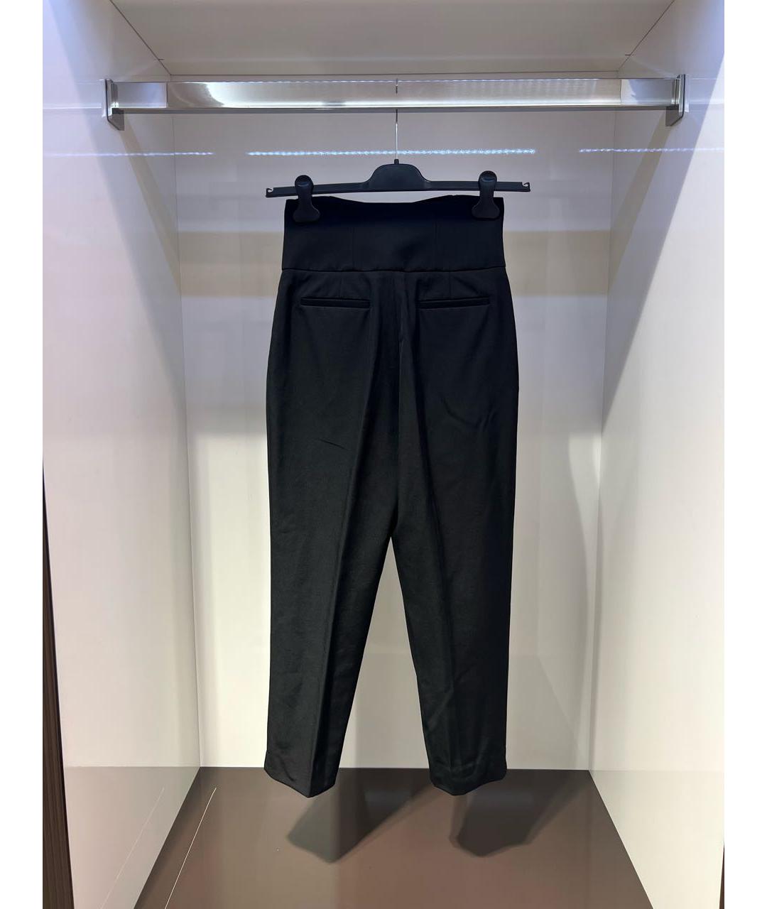 SAINT LAURENT Черные хлопковые прямые брюки, фото 3