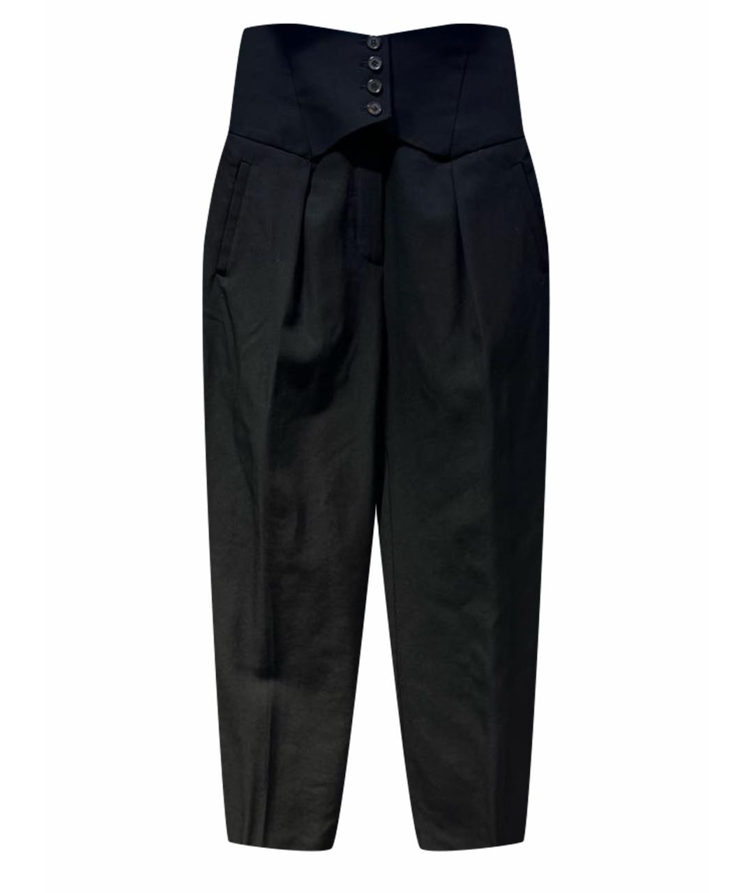 SAINT LAURENT Черные хлопковые прямые брюки, фото 1