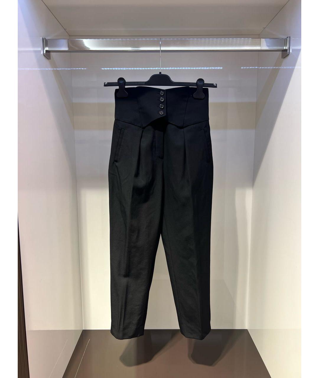 SAINT LAURENT Черные хлопковые прямые брюки, фото 7