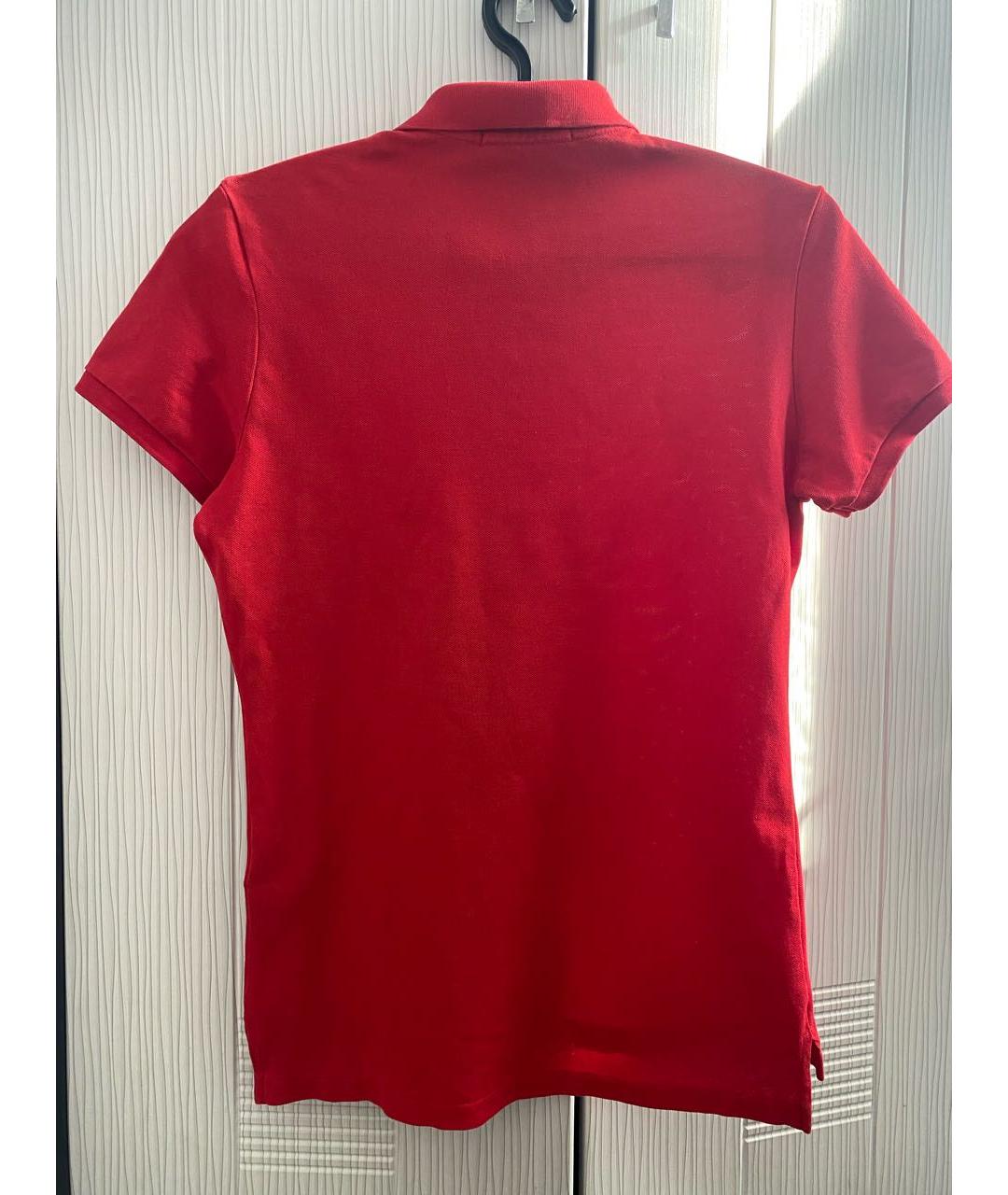 POLO RALPH LAUREN Красная хлопко-эластановая футболка, фото 2