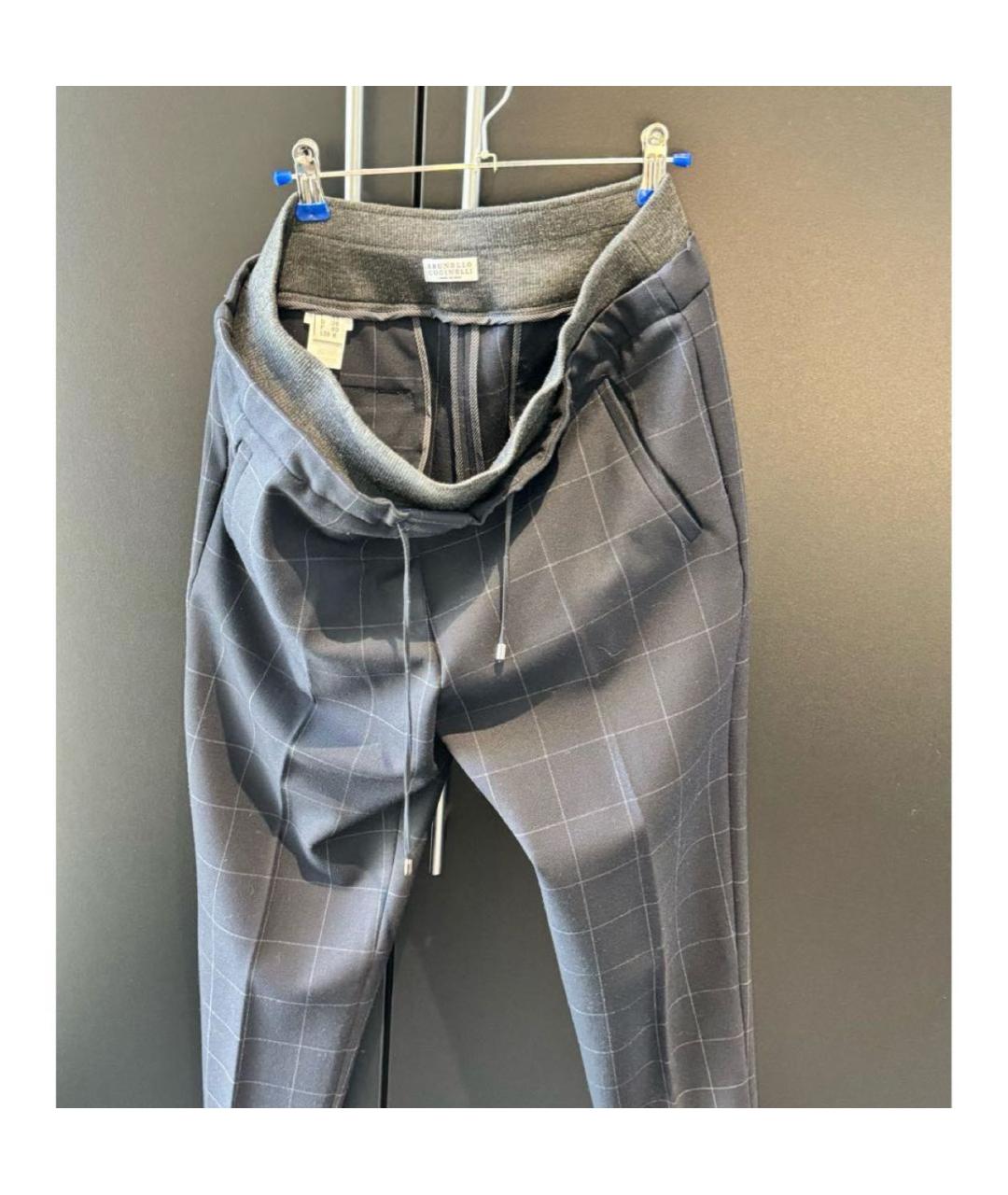 BRUNELLO CUCINELLI Темно-синие прямые брюки, фото 4