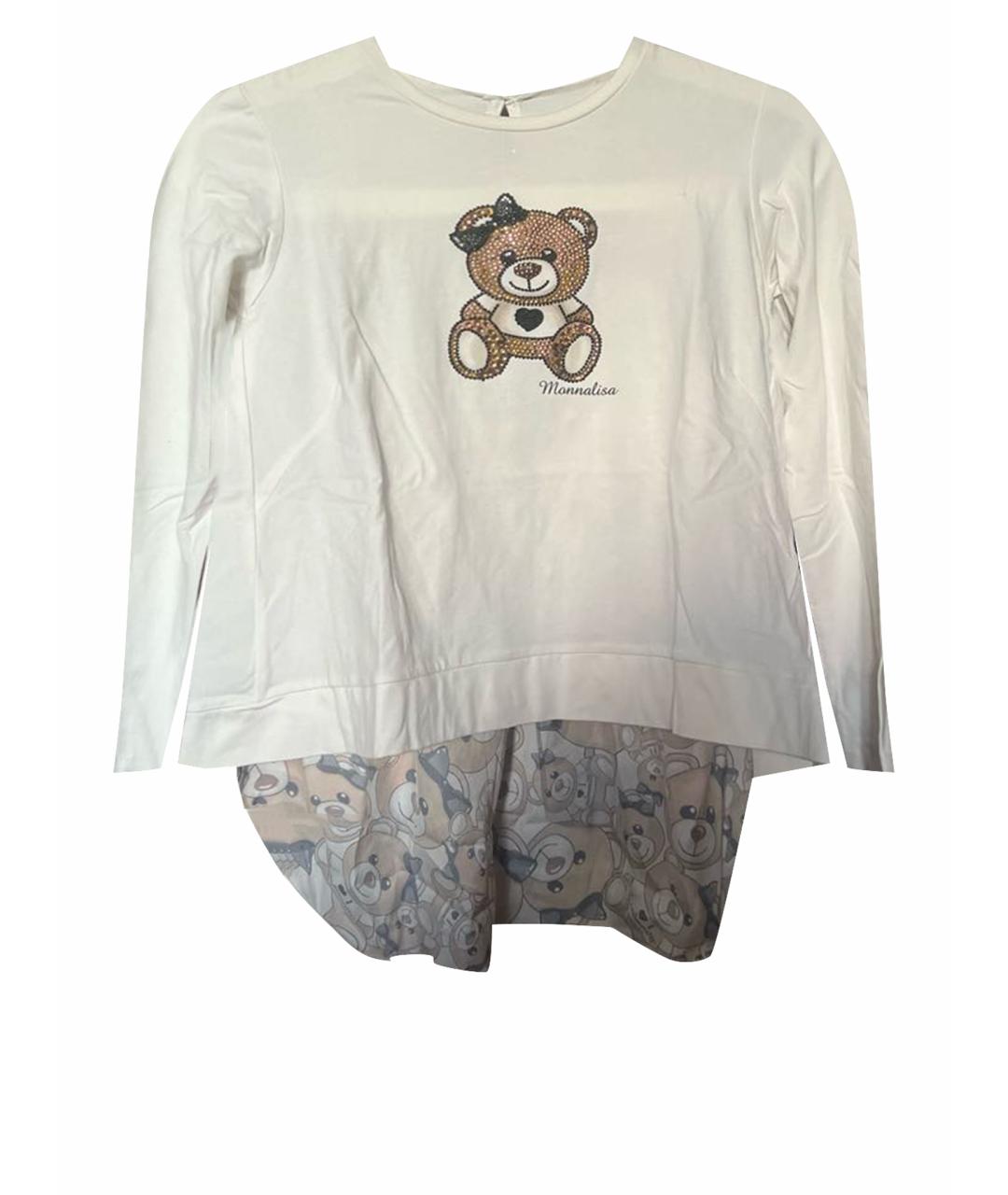MONNALISA Белый хлопковый детская футболка / топ, фото 1