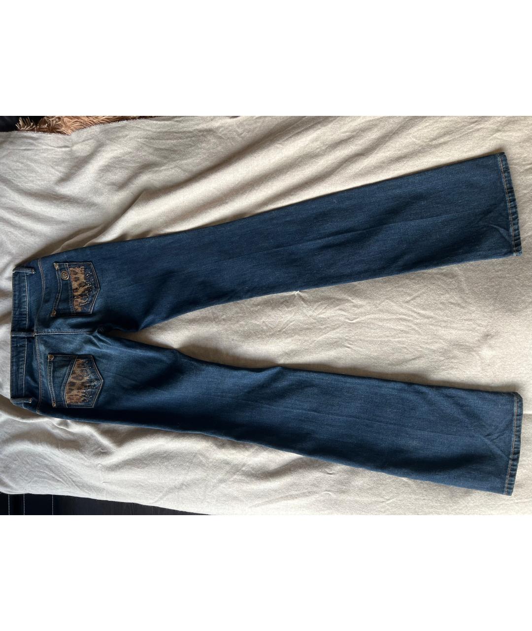 ROBERTO CAVALLI Синие хлопковые прямые джинсы, фото 2