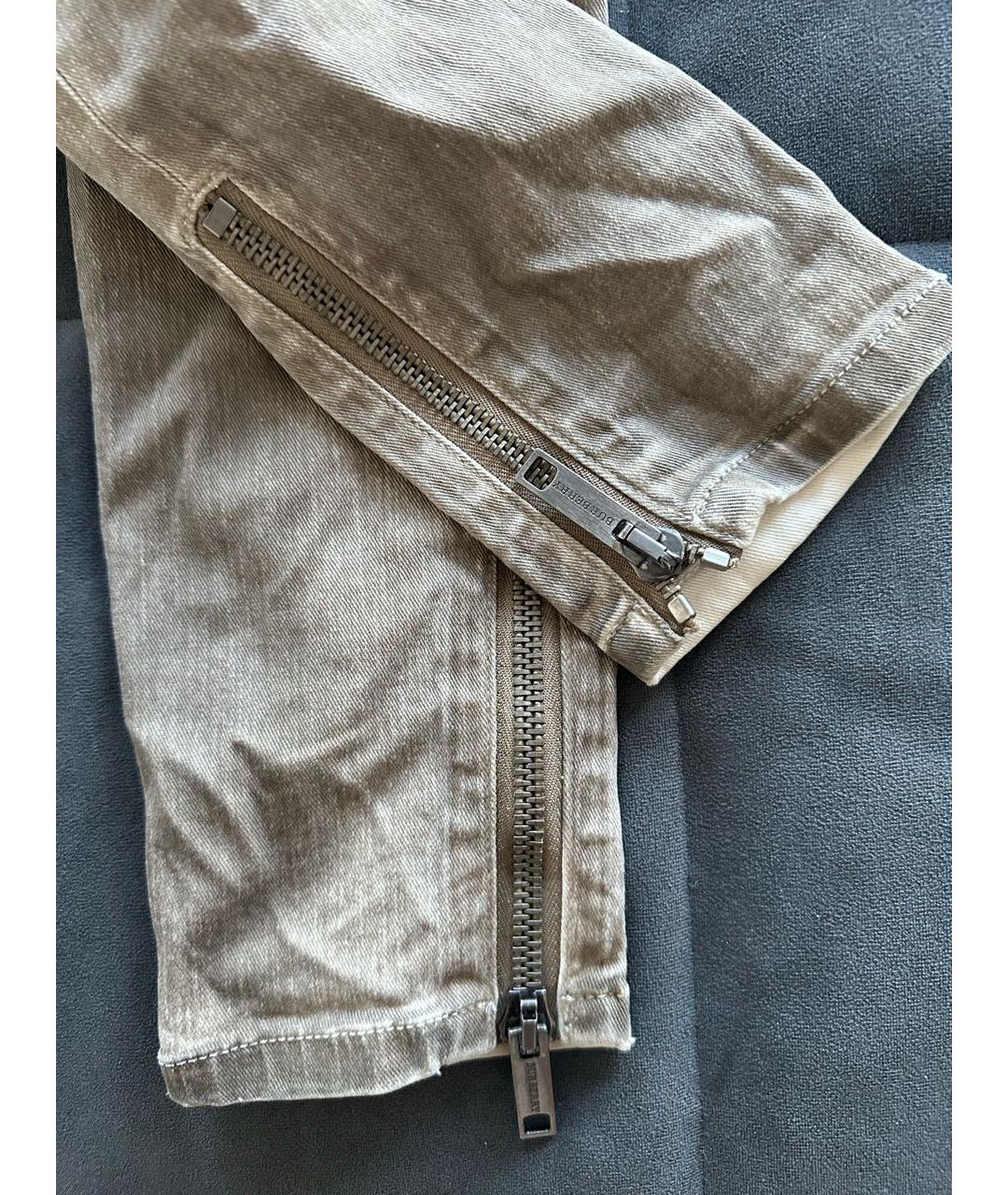 BURBERRY BRIT Бежевые хлопко-эластановые джинсы слим, фото 6