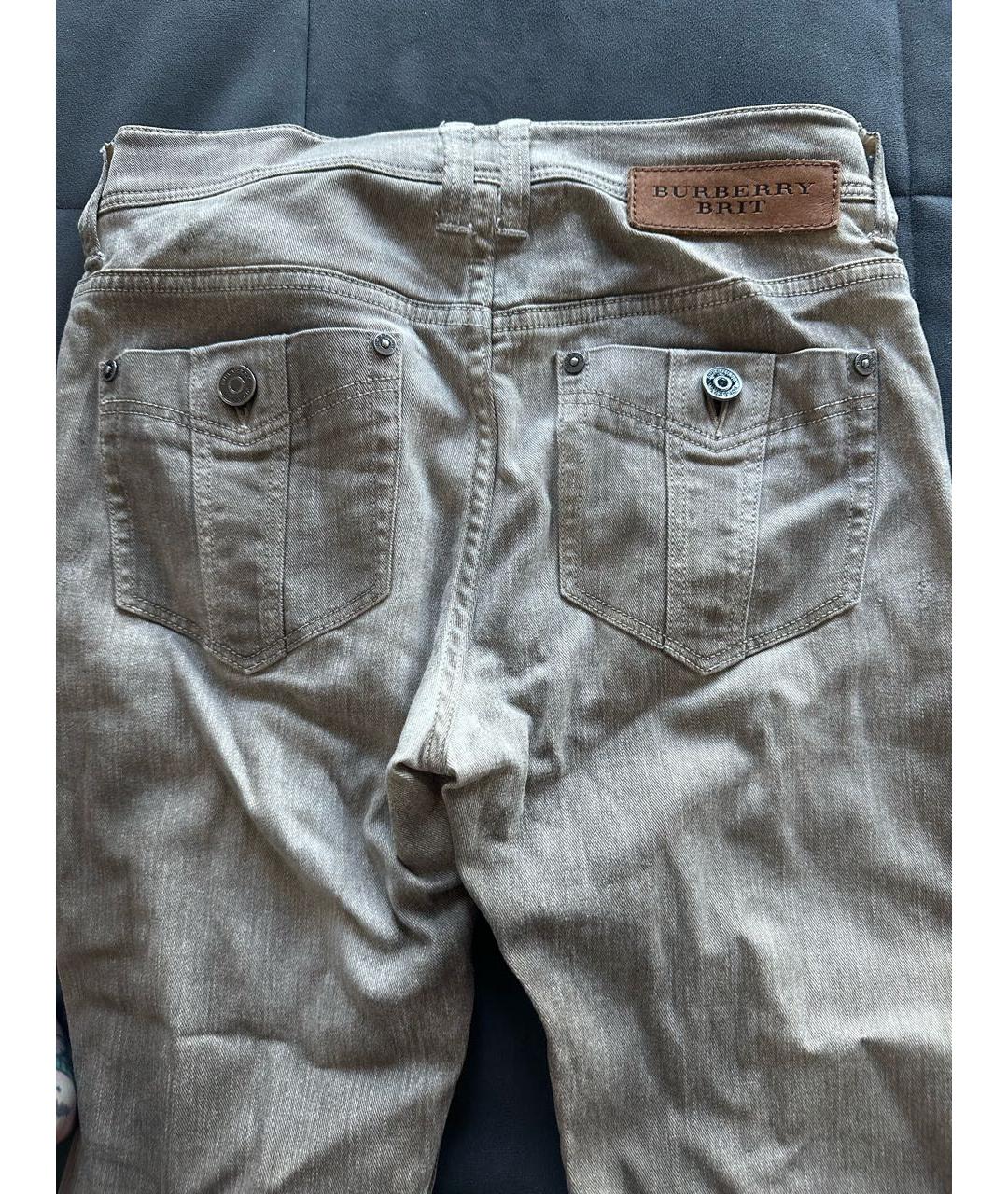 BURBERRY BRIT Бежевые хлопко-эластановые джинсы слим, фото 4