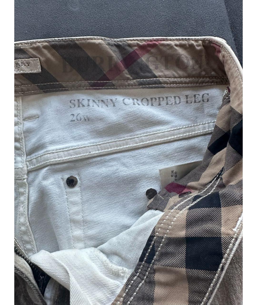 BURBERRY BRIT Бежевые хлопко-эластановые джинсы слим, фото 5