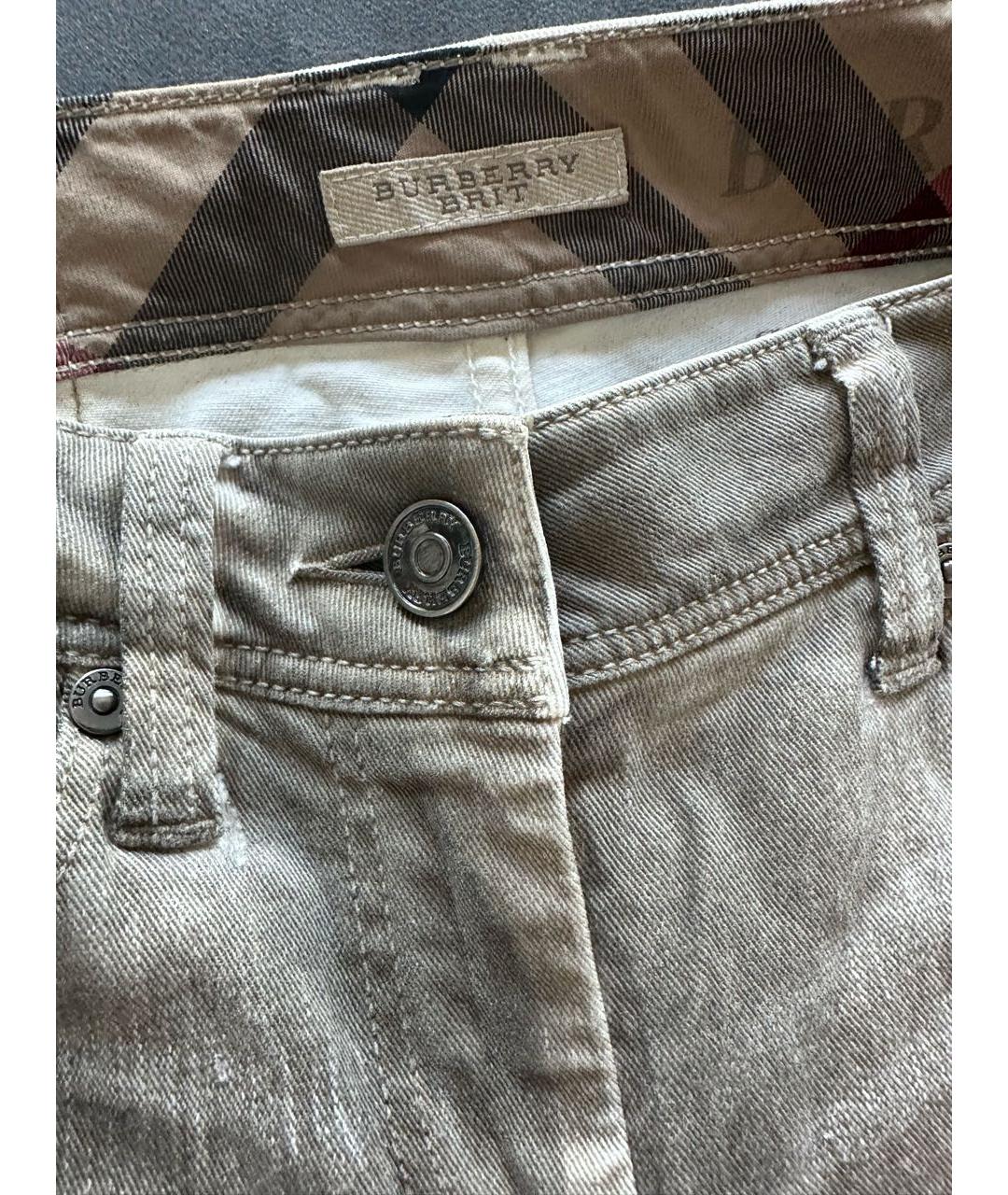 BURBERRY BRIT Бежевые хлопко-эластановые джинсы слим, фото 3