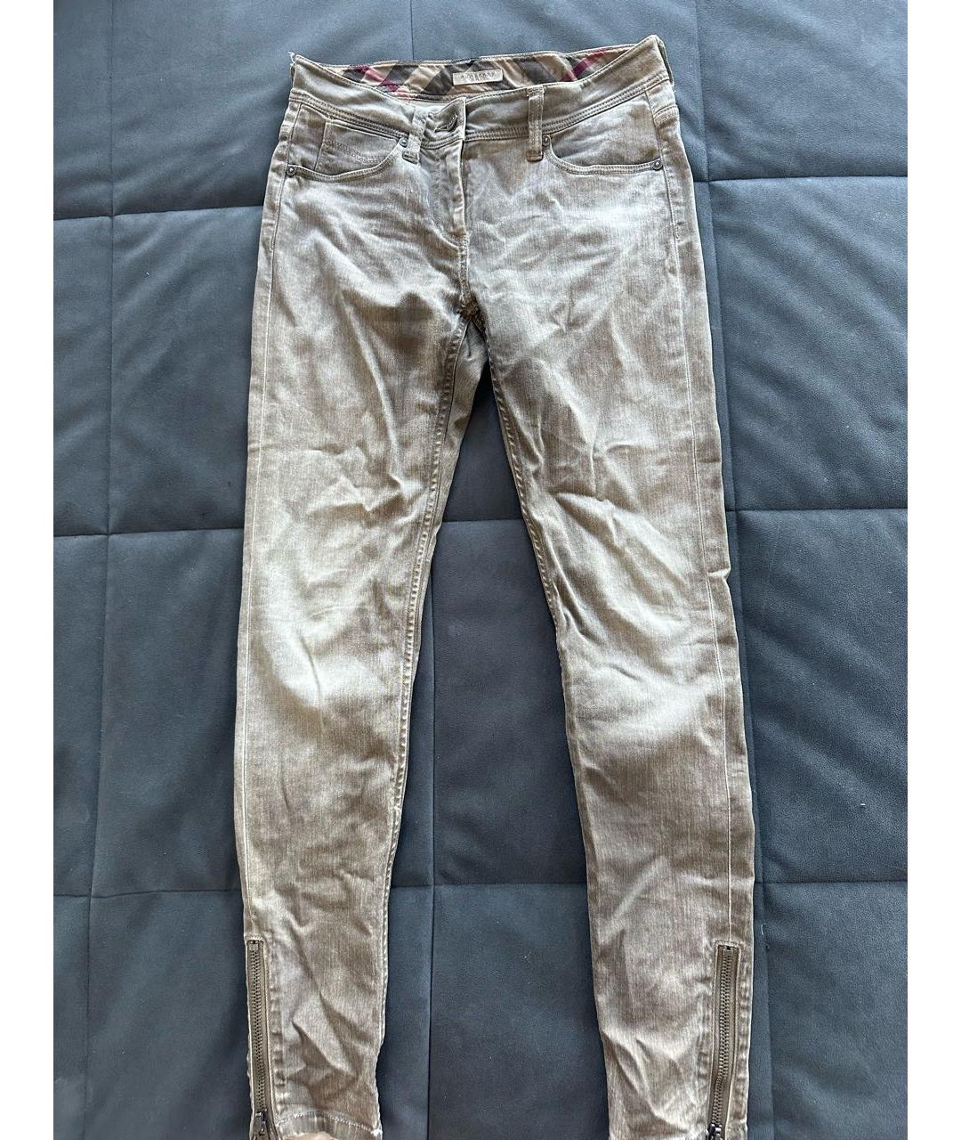 BURBERRY BRIT Бежевые хлопко-эластановые джинсы слим, фото 9