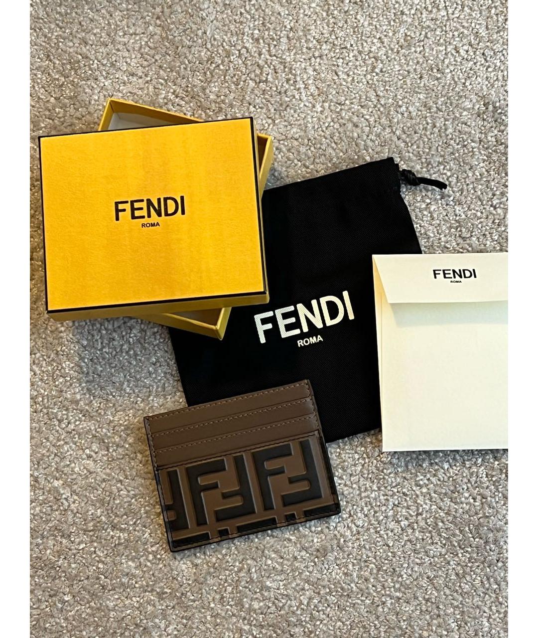 FENDI Коричневый кожаный кардхолдер, фото 2