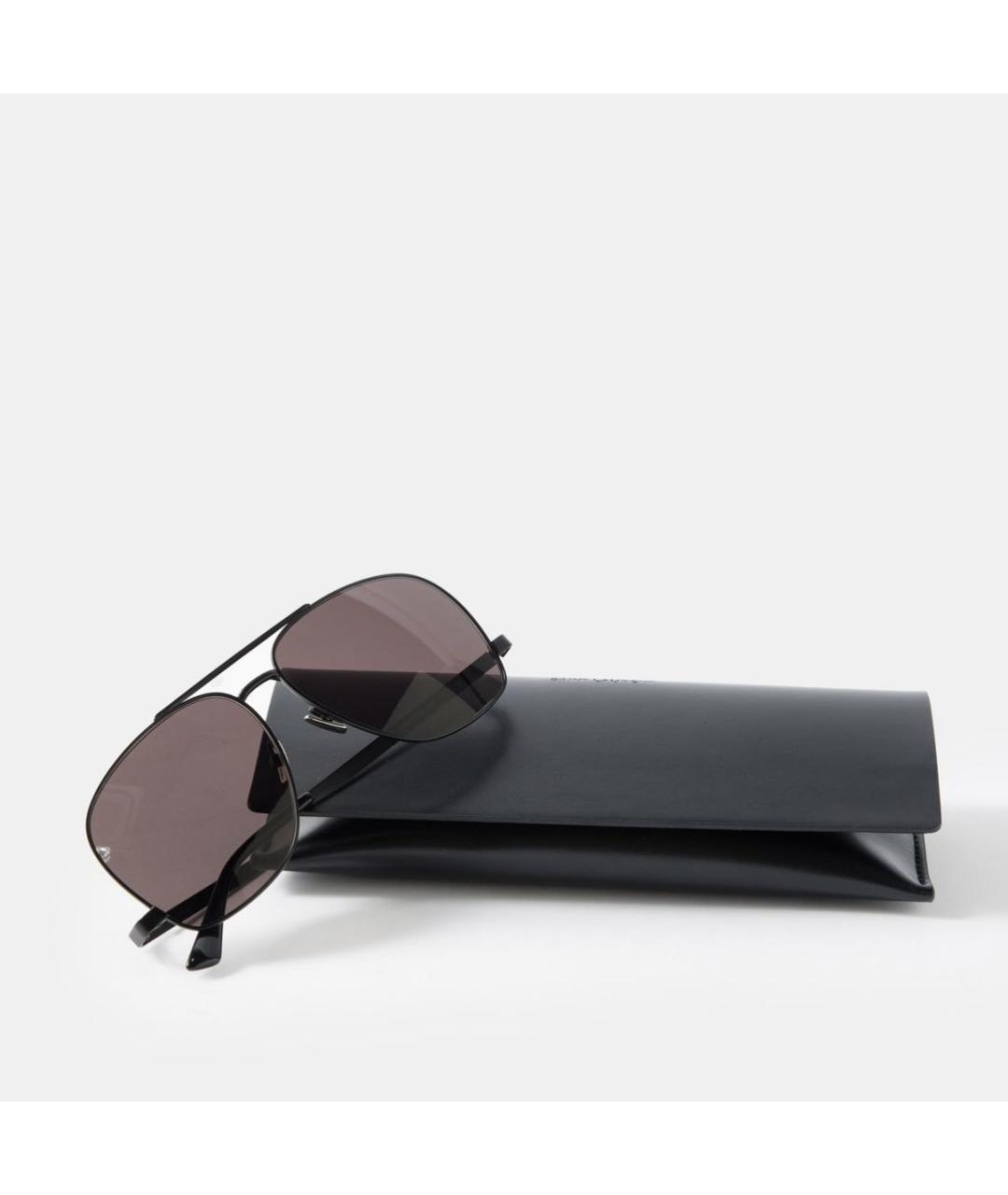 SAINT LAURENT Черные металлические солнцезащитные очки, фото 4